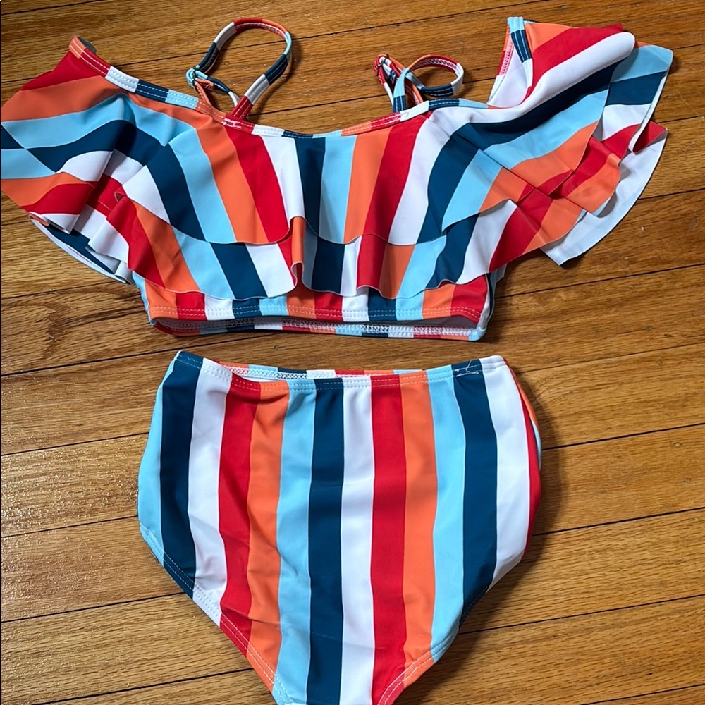 Colorful Striped Kids Bikini